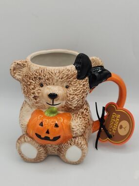 Creepy Critters Bear Holding Pumpkin Halloween Mug 27oz